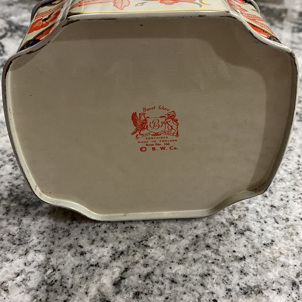 Vintage Baret Ware Floral Metal Tea Tin Octagon #166 England! - Picture 7 of 9